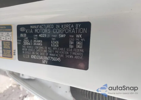 2021 Kia Soul S z USA, uszkodzony, nr VIN KNDJ23AUXM7756045